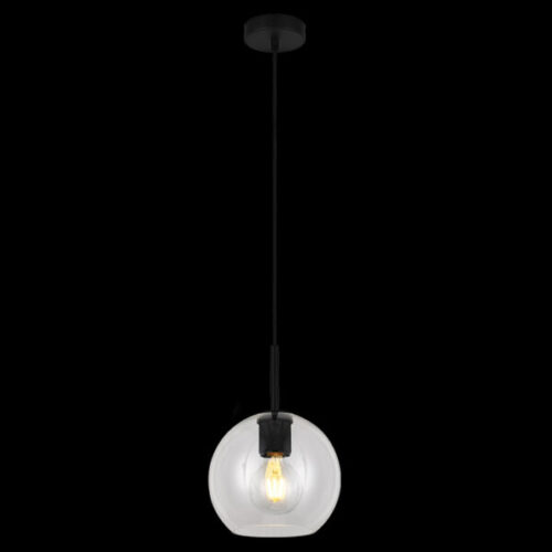 Pendant Style Round Glass Black Holder