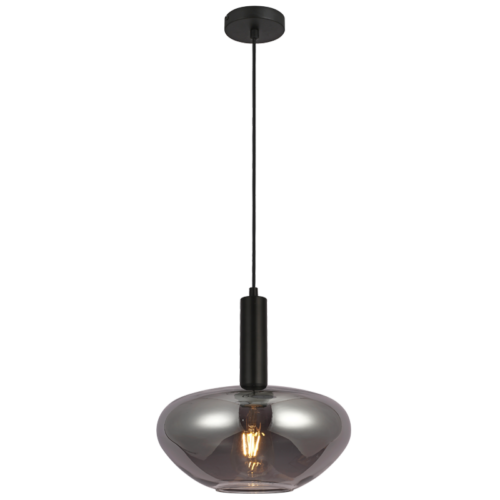 Pendant Smokey Glass with Black Base